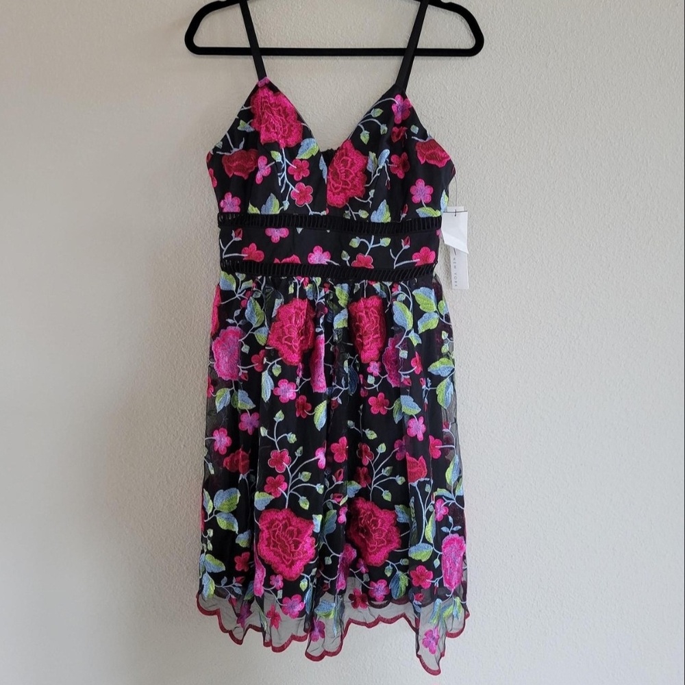 Nicole by Nicole Miller Pink and Green Sundress for Wedding Guest